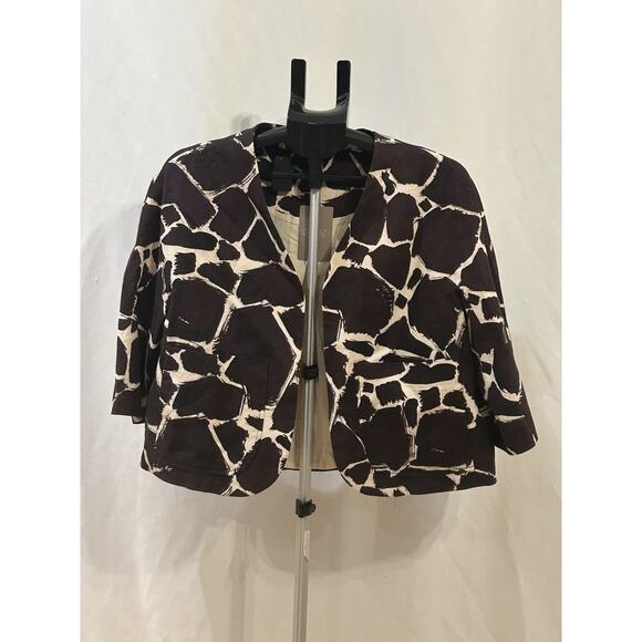 leifsdottir Jackets & Blazers - NWT Leifsdottir Linen Medium Collarless Giraffe Print Crop Blazer